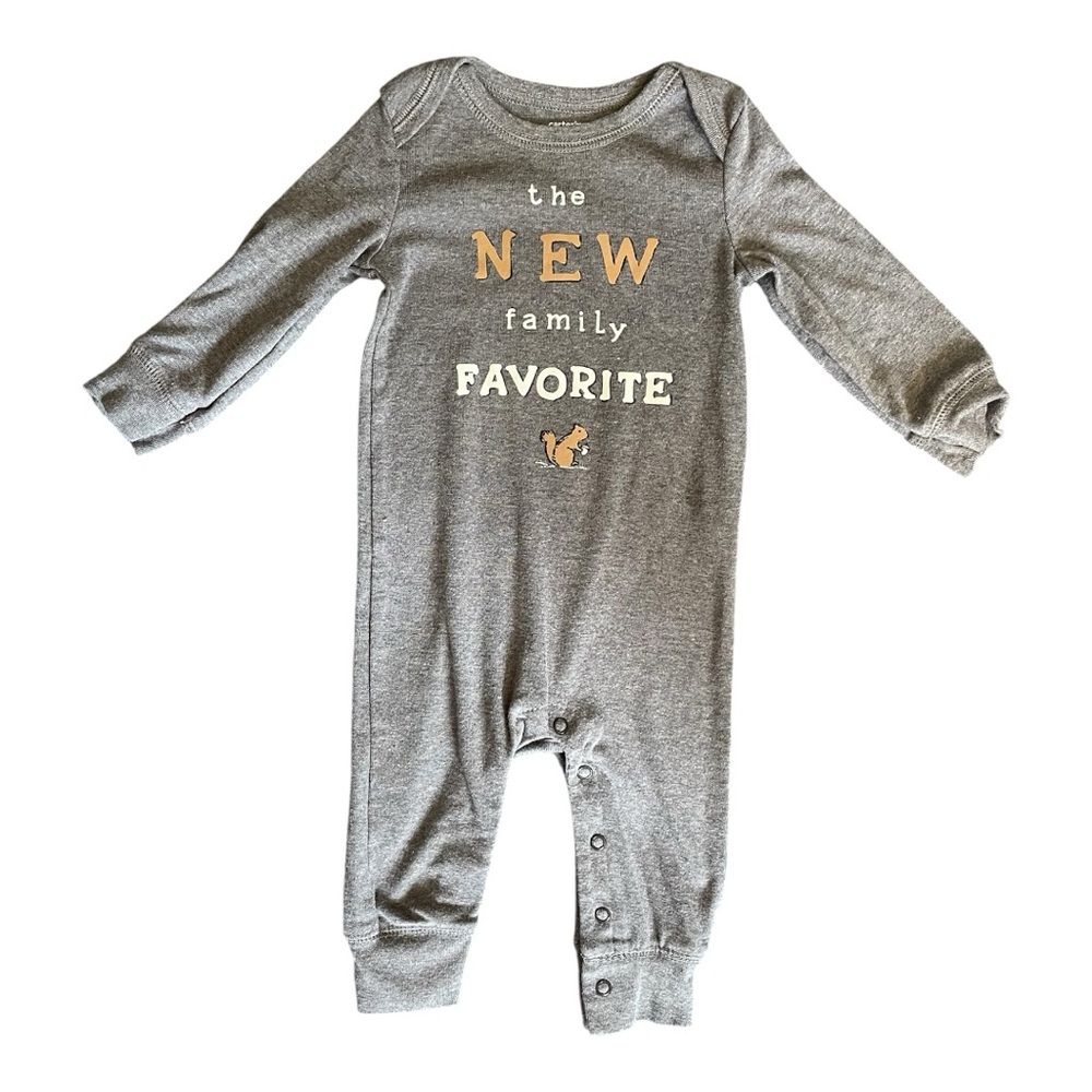 #180, Carter's Gray long sleeve onesie, size 9 mo
